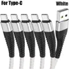 5V 3A Snabbladdningskabel 1m 2m 3m Micro Typ C Braided Alloy USB-kabel för Samsung S8 S20 S10 S21 HTC Android Phone PC