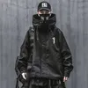 Kurtka techniczna dla mężczyzn czarna wiosna japońska streetwear z kapturem 211217