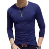 Summer fashion T-shirt casual simple men's Long sleeve Cotton couple comfortable street solid top Korean version of self cultivation