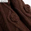 Femmes Mode Géométrique Twist Crochet Tricoté Pull Court Femelle O Cou À Manches Longues Pulls Occasionnels Chic Tops S538 210420