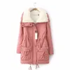 Winter Cotton Coat Women Slim Plus Size Outwear Medium Long Wadded Jacket Tjock Hooded Cotton Wadded Warm Cotton Parka 210518