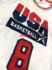 Retro Kolej #8 Pippen USA Team Dream Basketball Forması hepsi dikişli beyaz mavi