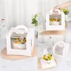 4/6/8 Inch Window White Cake Box With Handle Kraft Paper Cheese Cake Box Kids Birthday Wedding Home Party Supply