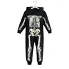 Skeleton Autumn Winter Teens Overalls Jumpsuit Kids Hooded Sleepwear Children Onesie Sleepers Pajamas Halloween Costumes 211130