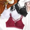 3 farben Front Strap Frauen Bh Unterwäsche Push-Up Bh Spitze Bralette Sexy Büstenhalter Weibliche Bhs Intime Dessous Plus Größe B/C Tasse 210623