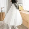 Tigena Long Maxi Tutu Tulleスカート女性春夏ヴィンテージメッシュビッグヘムAライン弾性ハイウエストプリーツスカート女性210619