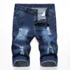 Mode d'été hommes déchiré court Homme Masculino jean décontracté coupe ajustée coton Denim mâle marque vêtements 42 Shorts