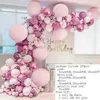 DIY Balões Arco Arco Retro Rosa Metal Rosa Vermelho Global Para Aniversário Casamento Anniversary Party Decoração Baby Chuveiro Menina 210626