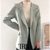 Women Fashion Double Breasted Blazers Coat Vintage Sailor Collar Long Sleeve Female Outerwear Chic Veste Femme 210507