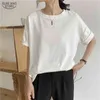 女性ストリートウェアカジュアルロングTシャツトップスソリッドOネックレディースシャツ9867 210417