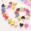 newParty Supplies Cute Colored Wood Clips Heart Shape Clothespins clip Paper Peg EWB5951