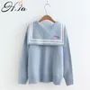 H.SA Women and England Style Button Up Bow Knit Jacket Casual Blye Cardigans Spring Outwear Sweater Tops 210417