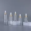 Klare Milchglas-Parfümflasche für ätherische Öle, E-Liquid-Reagenz, Pipette, Tropfbehälter, 20 ml, 30 ml, 40 ml, 50 ml, 60 ml, 80 ml, mit schwarz-weiß-silbergoldenen Deckeln