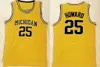 NCAA Michigan Wolverines 5 Jalen Rose Jersey Chris Webber 4 Juwan Howard 25 1 Charles Matthews 2 Jorda Poole College Basketball Yellow Men