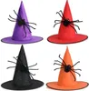 Halloween Kostuum Party Hat Cosplay Wizard Cap Halloweens Pasen Show Prop Black Spider Witch Point Caps Holiday Supplies Hats