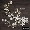 Hårklämmor Barrettes Golden Leaf Crystal Pearls Flower Bride Vine Bridal Headbands For Women Wedding Engagement Smycken Tillbehör