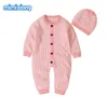 INS Baby Kids Clothing Knoteed Rompers O-образное с длинным рукавом тепло