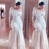 2021 Retro Lace Appliques A Line Wedding Dresses Brudklänningar Mantel en axel Saudiarabien Illusion ren långärmad tyll SW2362