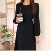S-XL Artı Boyutu Sonbahar Kızlar Parti Kadın Vintage Elbise Kol Bahar Akşam Kadın Elbiseler Uzun Robe Vestido 210417