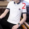 Men's tide brand solid color mercerized cotton men's short-sleeved t-shirt lapel trend blue compassion half sleeve leader 210420