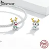 Cute Reindeer Metal Beads for Women 925 Sterling Plated Silver Charm Jewelry for Bracelet Bangle Christmas Gifts BSC375 210512