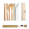 Ustensiles réutilisables Ustensiles Table Vole du bambou Voyage Portable Spoon Fork Copstick avec sac en tissu Eco Friendly Picnic Coupley Set T191216062504