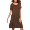 Nice-forever Summer Pure Color with Pocket Dresses Casual Straight Loose Shift Women Dress T027 210419