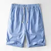 Coton Lin Shorts pour Hommes D'été Casual Solide Blanc Casual Lâche Culotte Boardshorts Mâle Classique Plus La Taille Shorts Vêtements 210601