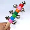 Rattles Jingle Bells Drewniany kij Rainbow Hand Shake Sound Bell Party Toy Baby Toy Educational Toy 18cm Wll779
