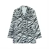 Damska Kurtka Podwójna Breasted Blazer Moda Dorywczo Jesień Zima Zebra Drukuj Długi Rękaw Lady Suit Blazers Outnewear 210608