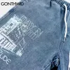 GONTHWID Denim Jean Shorts Harajuku Graffiti Print Short Pants Streetwear Mens Hip Hop Fashion Summer Casual 210713