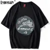 Print Mannen T-shirt Hip Hop Street Chinese Reflecterende Harajuku Zomer Korte Mouw Katoenen Tops Tees Oversize