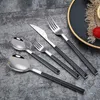 20/24Pcs 304 Stainless Steel Dinnerware Sets Glossy Silver Wooden Tableware Western Food Knife Fork Teaspoon Cutleries 211012