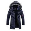 Men's Down & Parkas Winter Jackets Men Fur Warm Thick Cotton Multi-Pocket Hooded Mens Casual Fashion Fleece Long Coats Windbreaker Overcoat