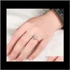 Band Sieraden Drop Levering 2021 SONA Gesimuleerde ringen voor vrouwen, Shine Cross Diamond Rings, White Gold Wedding Bands, Trouwring DC9YO