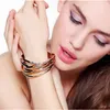 Tre-i-one Bangles rostfritt stål manschettarmband Trippel låst Bangle for Woman Girl Fashion Charm Jewelry2348