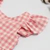 Humor Bear Baby Girls Sukienki Nowy Lato Otwórz ACK Cute Bow Plaid Księżniczka Odzież Baby Urocze Dresses Kids Clothes Q0716