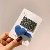 Autumn/Winter New Korean Fashion Children's Plush Love Hairpin Weet Girl Vintage Simple Fabric Print BB Clip Hair Accessories