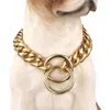 12-36 13/15 / 19mm bred tung 316L StainlSteel Guldton Kubansk Curb Link Training Choke Chain Pet Dog Collar för Big Dog X0509