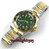 Armbanduhren Golden plattiert 40mm grünes Zifferblatt Saphirglas Keramik Automatische Bewegung Herrenuhr Männer