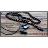 Design Black Men's Hematite Carving Bead Necklace Fashion Jewelry