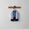 Toddler Enfants Survêtement Garçons Et Filles D'été Denim Tenues Broderie Fleurs Chemises + Shorts 2 Pièce Ensemble Bébé Fille Vêtements D'été 210413