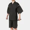 Vestuário étnico verão kimono pijamas conjuntos para homens estilo japão masculino manga curta sono sala de sono sleepwear yukata samurai japonês