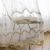 Gardin draperar europeiska pärlor gyllene tråd broderade tyllgardiner för vardagsrum sovrum vertikalt fönster skärm transparent ren