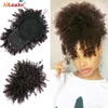 Alileader 1 pièces 12 pouces pinces à cheveux bouclés crépus en pince synthétique sur frange frange noir brun