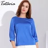 Tataria Blusa Feminina Silk Blouse Women Elegant Work Wear Plus Size White Shirt Roupas Blouses Woman Tops Summer 210514