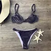 Sexy velvet bikinis 2020 mujer Push up underwire swimsuit female Ribbed swimwear women bathing suit Two piece suit bikini set X0522