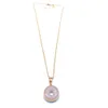 Fashion geometric Natural Stone necklaces gold plated peace buckle Pink Quartz Amethyst Necklaces for women jewelry