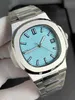 Nyaste Fashion Light Blue Face Mens Watch Automatisk Mekanisk rörelse Män Armbandsur Armbandsur Full Rostfritt Stål Strap Man Klockor Man Klocka