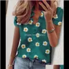 Womens Plus Size Lady Daisy Pine Print Ruffle Blouse Shirts Kantoor Zomer Korte Mouw Elegante Blouses Dames Sexy Vneck Tops1 NLA6B Fassq